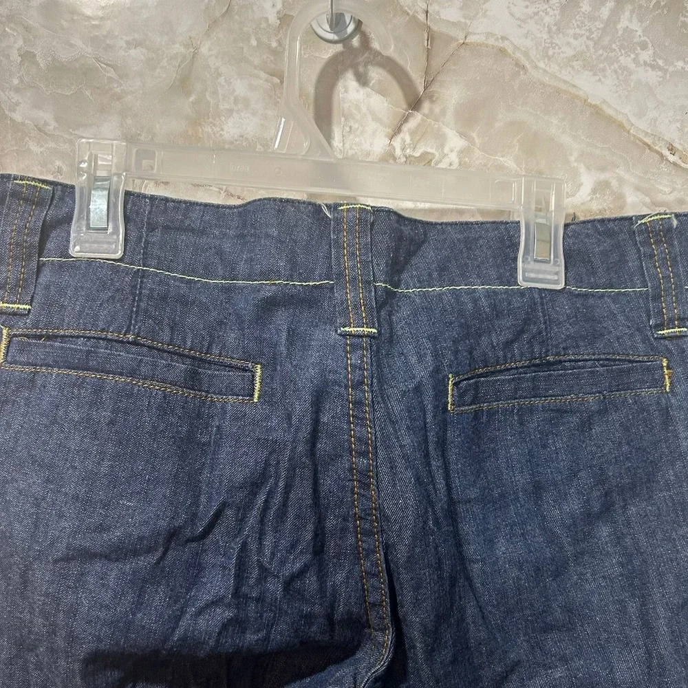 Wet Seal Denim Bermuda Shorts Womens Size 7 Dark Wash‎ Cuffed Pockets